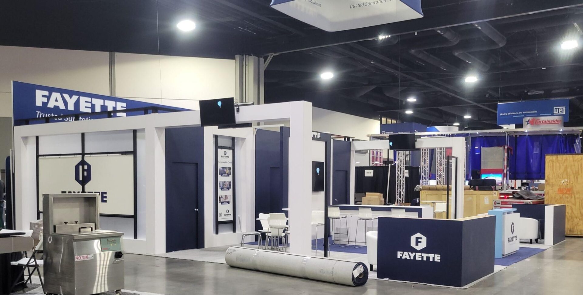 Fayette trade show booth being set up