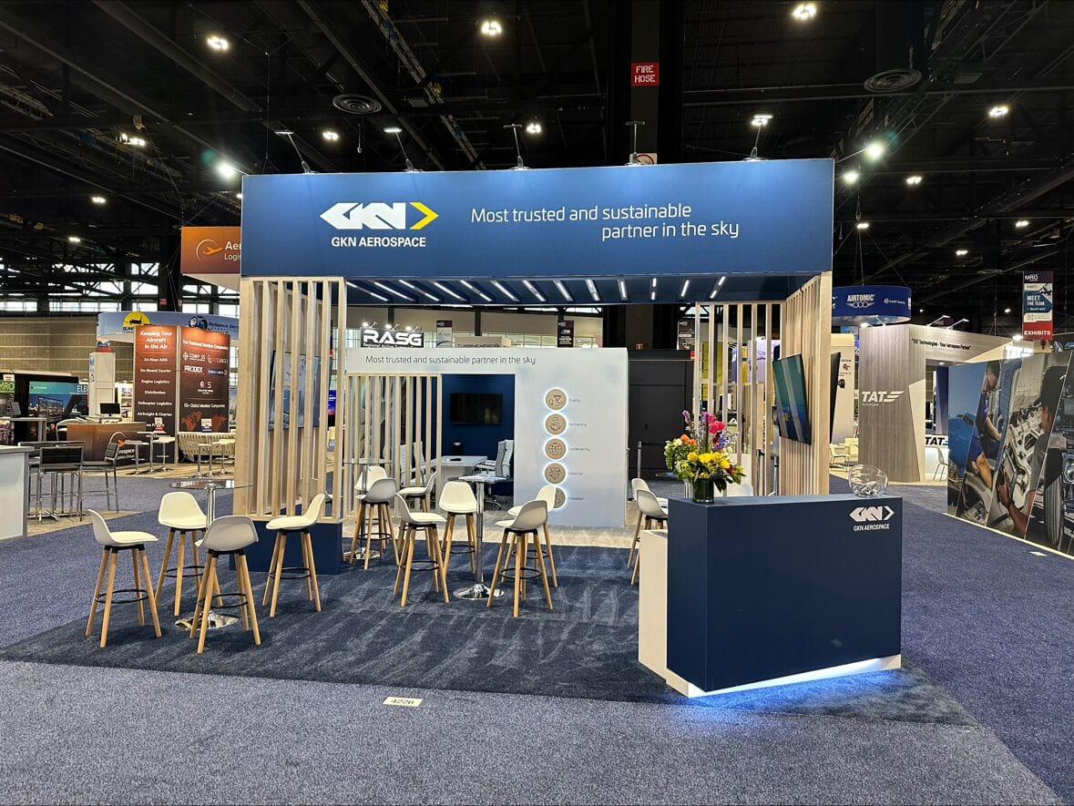 GKN Aerospace exhibition booth with chairs