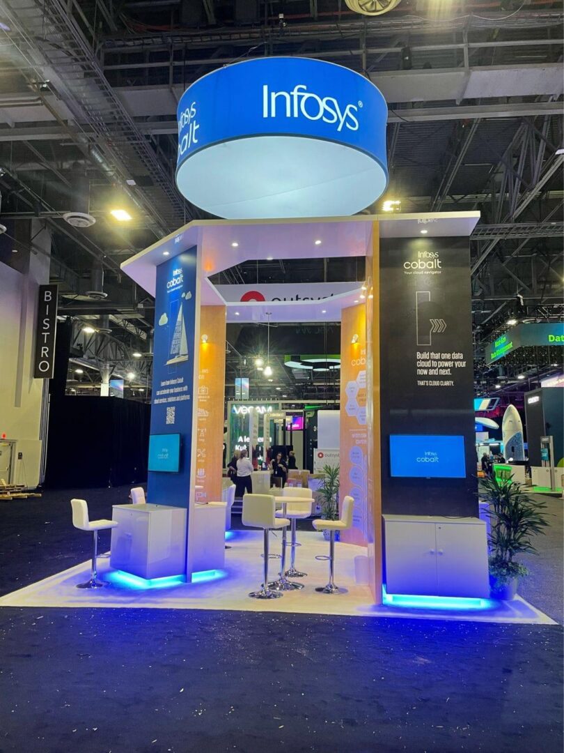 Infosys trade show booth with seating